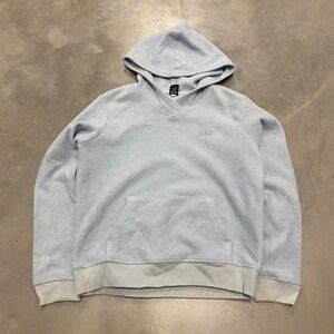 GAP Mens Fleece Hoodie Baby Blue Pullover Logo Sweatshirt Medium RN54023